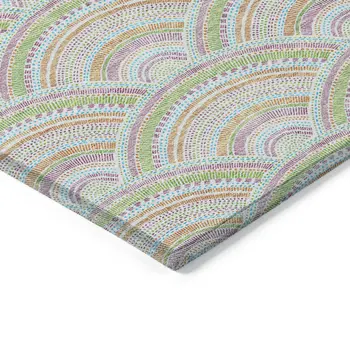 3' X 5' Pearl Orange And Purple Geometric Washable Indoor Outdoor Area Rug