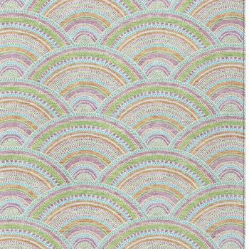 10' X 14' Pearl Orange And Purple Geometric Washable Indoor Outdoor Area Rug