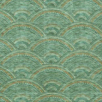 3' X 5' Sage Fern Green And Peach Geometric Washable Indoor Outdoor Area Rug
