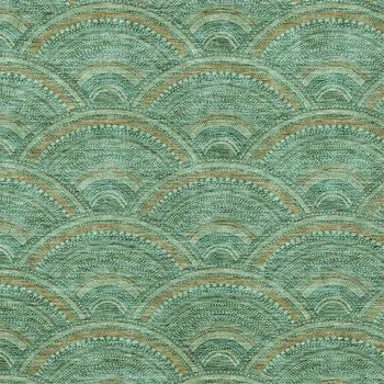 8' X 10' Sage Fern Green And Peach Geometric Washable Indoor Outdoor Area Rug