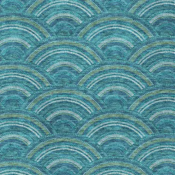 9' X 12' Teal Blue Fern Green And Ivory Geometric Washable Indoor Outdoor Area Rug