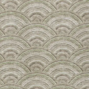 8' X 10' Taupe Fern Green And Ivory Geometric Washable Indoor Outdoor Area Rug