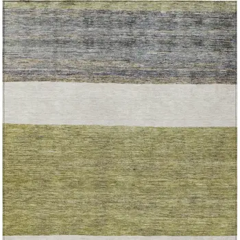 10' X 14' Artichoke Green Ivory And Blue Abstract Washable Indoor Outdoor Area Rug