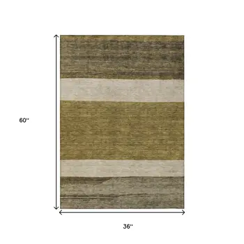 3' X 5' Coffee Ivory And Gray Abstract Washable Indoor Outdoor Area Rug