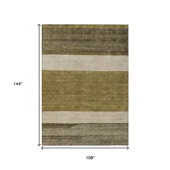9' X 12' Coffee Ivory And Gray Abstract Washable Indoor Outdoor Area Rug