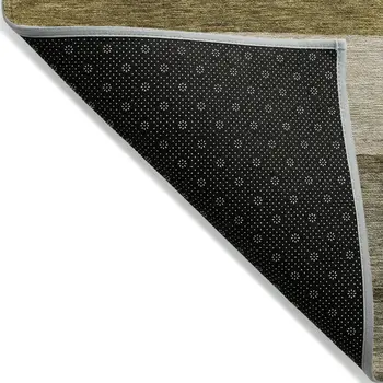 9' X 12' Coffee Ivory And Gray Abstract Washable Indoor Outdoor Area Rug