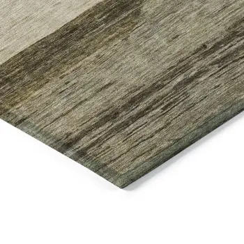 9' X 12' Coffee Ivory And Gray Abstract Washable Indoor Outdoor Area Rug