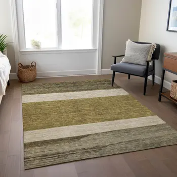 10' X 14' Coffee Ivory And Gray Abstract Washable Indoor Outdoor Area Rug