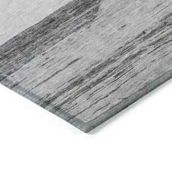 8' X 10' Denim Blue Ivory And Gray Abstract Washable Indoor Outdoor Area Rug