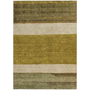 8' X 10' Gold Beige And Gray Abstract Washable Indoor Outdoor Area Rug