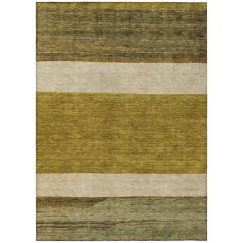 10' X 14' Gold Beige And Gray Abstract Washable Indoor Outdoor Area Rug
