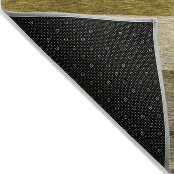 10' X 14' Gold Beige And Gray Abstract Washable Indoor Outdoor Area Rug