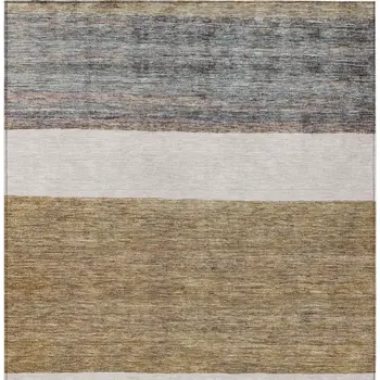 3' X 5' Brown Ivory And Blue Abstract Washable Indoor Outdoor Area Rug