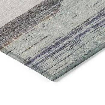 3' X 5' Brown Ivory And Blue Abstract Washable Indoor Outdoor Area Rug