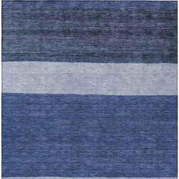 8' X 10' Navy Blue Sky Blue And Charcoal Abstract Washable Indoor Outdoor Area Rug