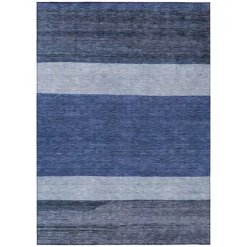 10' X 14' Navy Blue Sky Blue And Charcoal Abstract Washable Indoor Outdoor Area Rug