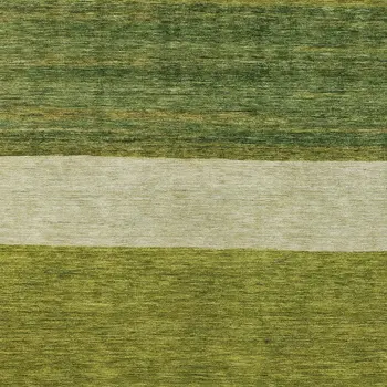 3' X 5' Olive Green Fern Green And Ivory Abstract Washable Indoor Outdoor Area Rug