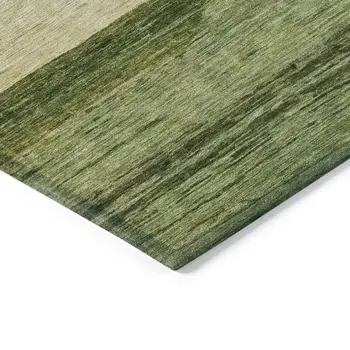 9' X 12' Olive Green Fern Green And Ivory Abstract Washable Indoor Outdoor Area Rug