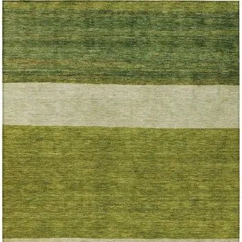 9' X 12' Olive Green Fern Green And Ivory Abstract Washable Indoor Outdoor Area Rug