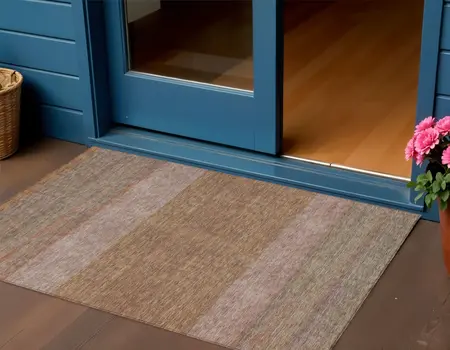 3' X 5' Salmon Rust And Taupe Abstract Washable Indoor Outdoor Area Rug