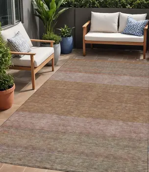 5' X 8' Salmon Rust And Taupe Abstract Washable Indoor Outdoor Area Rug