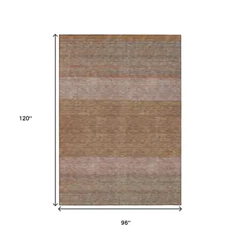 8' X 10' Salmon Rust And Taupe Abstract Washable Indoor Outdoor Area Rug