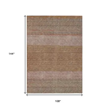 9' X 12' Salmon Rust And Taupe Abstract Washable Indoor Outdoor Area Rug