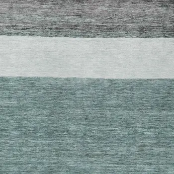 3' X 5' Teal Blue Off White And Gray Abstract Washable Indoor Outdoor Area Rug