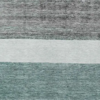 5' X 8' Teal Blue Off White And Gray Abstract Washable Indoor Outdoor Area Rug