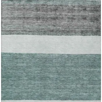 10' X 14' Teal Blue Off White And Gray Abstract Washable Indoor Outdoor Area Rug