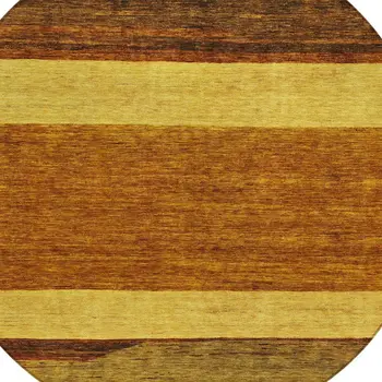 8' Terra Cotta Gold And Brown Round Abstract Washable Indoor Outdoor Area Rug
