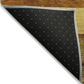 9' X 12' Terra Cotta Gold And Brown Abstract Washable Indoor Outdoor Area Rug
