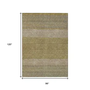8' X 10' Wheat Gold And Gray Abstract Washable Indoor Outdoor Area Rug