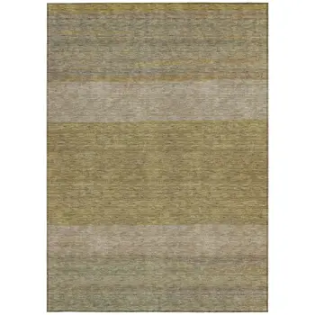 10' X 14' Wheat Gold And Gray Abstract Washable Indoor Outdoor Area Rug