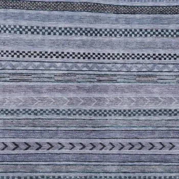 10' X 14' Blue And Taupe Striped Washable Indoor Outdoor Area Rug