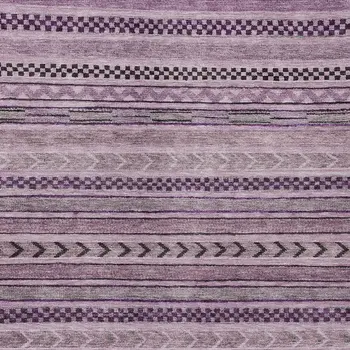 8' X 10' Plum And Lilac Striped Washable Indoor Outdoor Area Rug