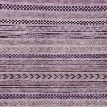 10' X 14' Plum And Lilac Striped Washable Indoor Outdoor Area Rug