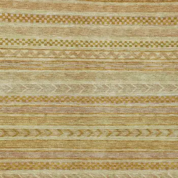 8' X 10' Salmon And Gold Striped Washable Indoor Outdoor Area Rug