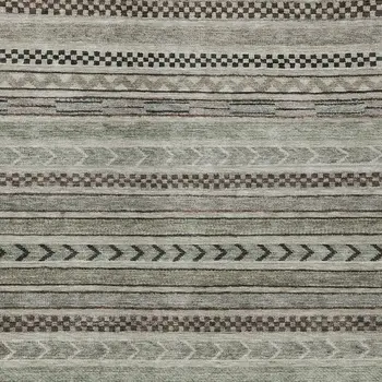 5' X 8' Taupe And Brown Striped Washable Indoor Outdoor Area Rug