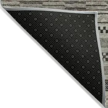 10' X 14' Taupe And Brown Striped Washable Indoor Outdoor Area Rug