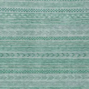 5' X 8' Turquoise And Aqua Striped Washable Indoor Outdoor Area Rug