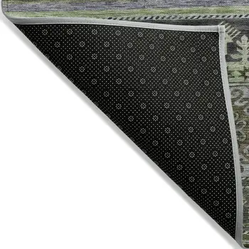 8' X 10' Fern Green Taupe And Ivory Tribal Washable Indoor Outdoor Area Rug