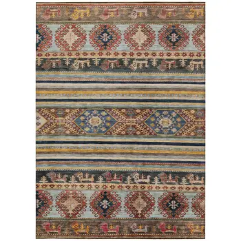 9' X 12' Rust Gray And Gold Tribal Washable Indoor Outdoor Area Rug
