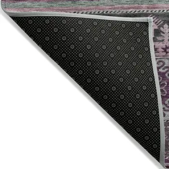 3' X 5' Purple Plum And Gray Tribal Washable Indoor Outdoor Area Rug