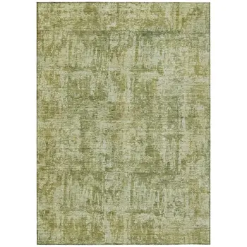 3' X 5' Artichoke Green And Beige Abstract Washable Indoor Outdoor Area Rug
