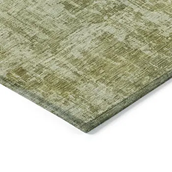 3' X 5' Artichoke Green And Beige Abstract Washable Indoor Outdoor Area Rug