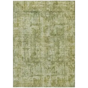 5' X 8' Artichoke Green And Beige Abstract Washable Indoor Outdoor Area Rug
