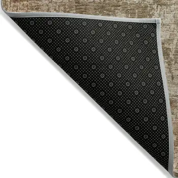8' X 10' Beige And Copper Abstract Washable Indoor Outdoor Area Rug