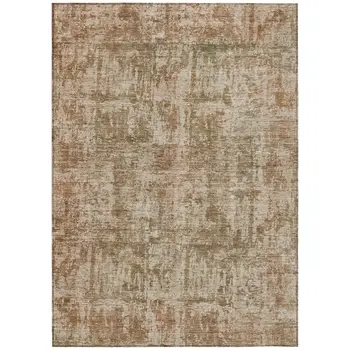 10' X 14' Beige And Copper Abstract Washable Indoor Outdoor Area Rug