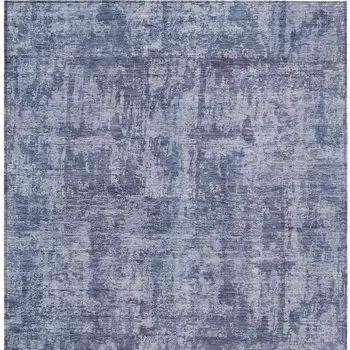 5' X 8' Blue And Ivory Abstract Washable Indoor Outdoor Area Rug